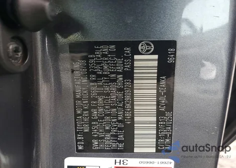 2009 Toyota Camry Base из США, поврежденный, VIN 4T4BE46K29R097283